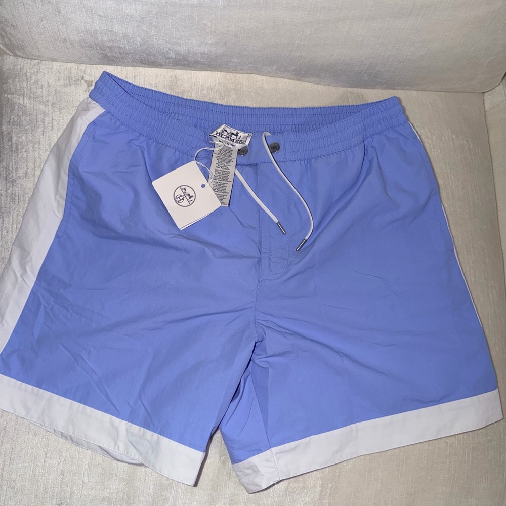 Hermes Blue and White Athletic Shorts